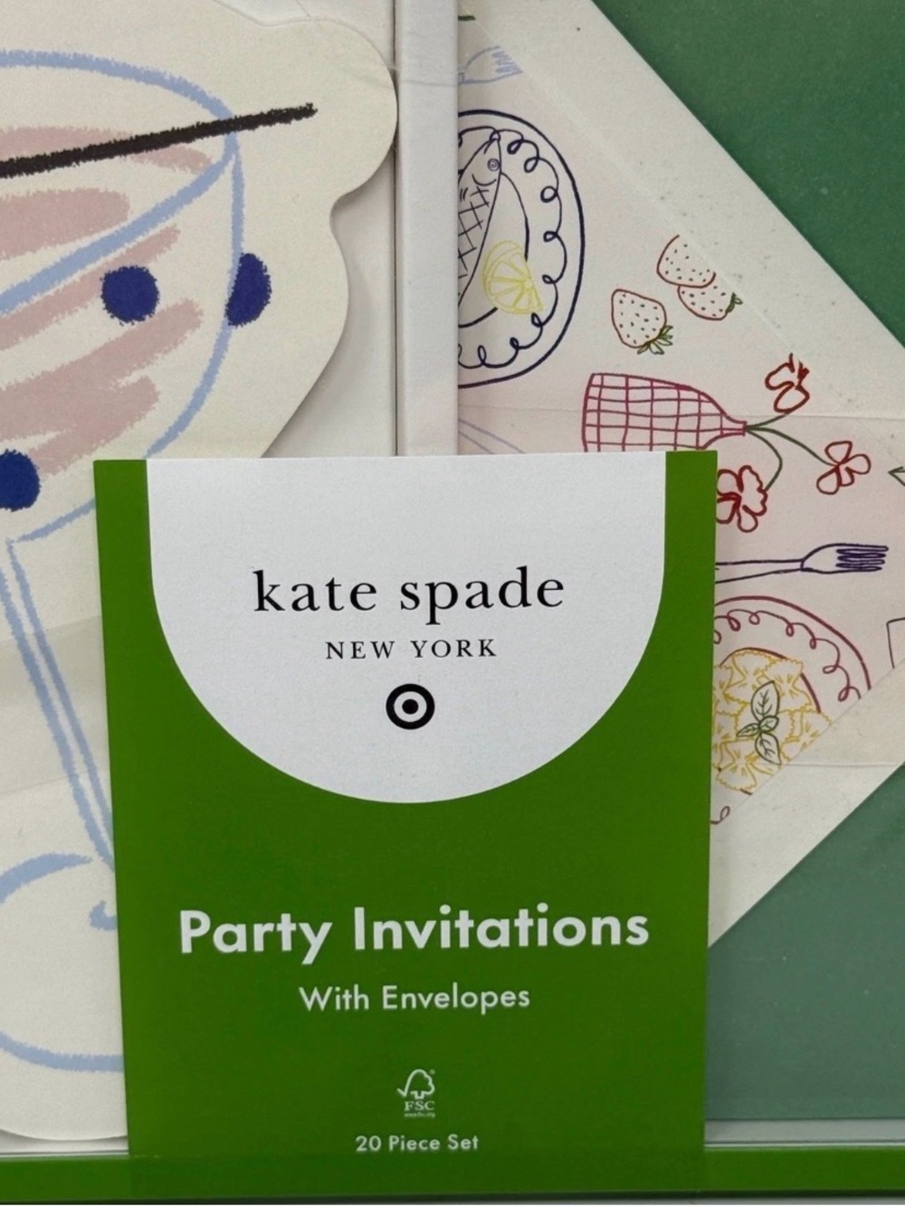 Kate Spade New York Green Party Invitations with Envelopes